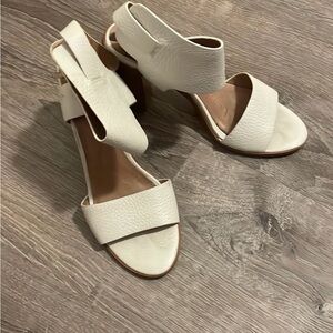 Joie White Textured Heeled Sandals